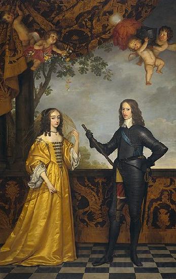 Gerard van Honthorst Willem II (1626-50), prince of Orange, and his wife Maria Stuart (1631-60) Norge oil painting art